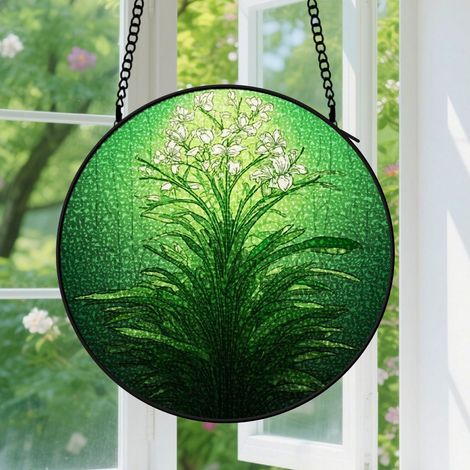 9cm Suspension en vitrail - Attrape-soleil élégant coloré minimaliste, décoration intérieure unique, cadeau Noël pour femme, homme, famille