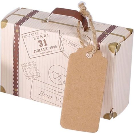 Boîte À Bonbons - Mini Valise En Carton - Pour Mariage Anniversaire Fête De Naissance - Lot De 50 Pièces (1/4)