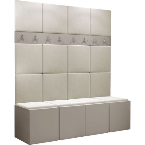 Conjunto para recibidor Pinis V, Manila 02, 186x168x46cm, Aglomerado laminado, Tapiz, Colocada, Montada en la pared