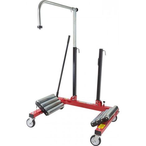 Dema – Chariot de montage de roues XXL – Charge max 1200 kg – Système hydraulique pour précision – Roulettes renforcées en PE