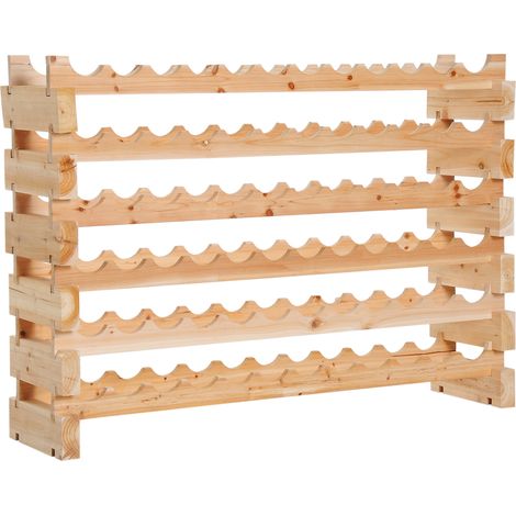 HOMCOM Étagère à bouteilles casier à vin range bouteilles horizontal 6 niveaux 72 bouteilles max. dim. 114L x 28l x 80H cm bois de pin massif