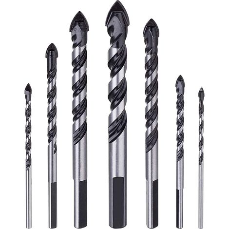 1-teiliges Hartmetall-Steinbohrer-Set für Porzellan, Fliesen, Beton, Ziegelwände, Glas, Spiegel, Kunststoff, Mauerwerk und Holz (3 4 5 6 8 10 12 mm)