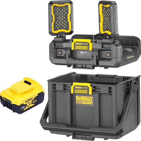 DeWalt DWST08061-1 Werkzeugbox mit integrierten Leuchten 395 x 352 x 255 mm ToughSystem 2.0 + 1x Akku 5,0 Ah - ohne Ladegerät