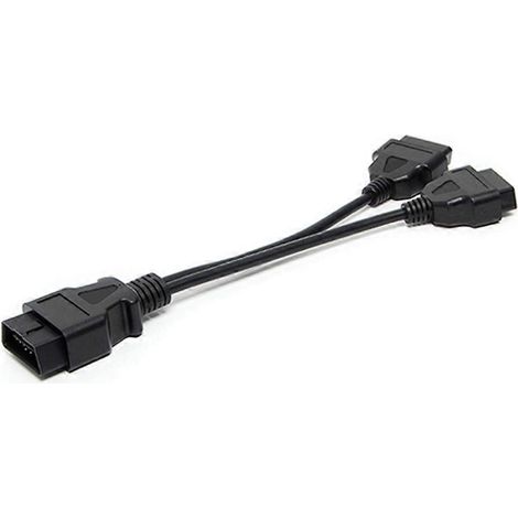 Rallonge de câble OBD2 16 broches de 30 cm, répartiteur mâle vers double femelle en Y, adaptateur de connecteur OBD 16 broches 1-2 (1/5)