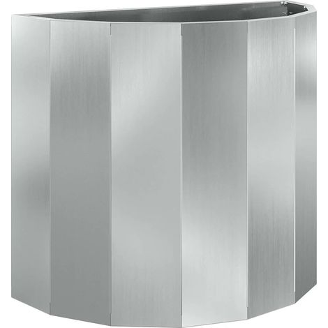 Jardinera semicircular contemporánea para exterior 60 x 30 x 50 cm de acero galvanizado plata 020052962 (1/5)