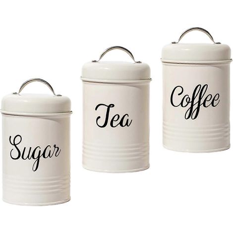 Lot de 3 boîtes à sucre pour la cuisine, idéales pour organiser votre garde-manger sur le plan de travail. (1/4)