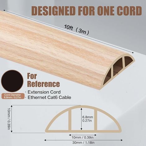 Self Adhesive Electric Wire Cover - Small PVC Flexible Cable Channel for Office, Home, Concert - Wire Protection and Tripping Prevention (1/4)