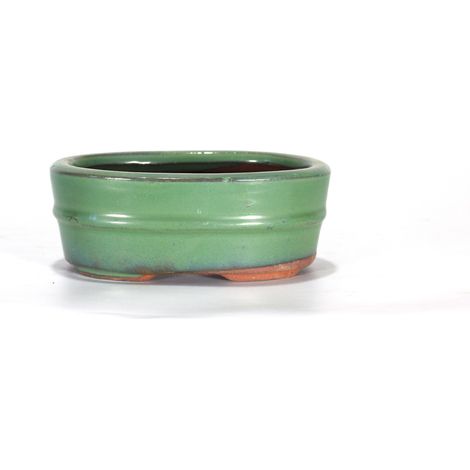 Vaso bonsai ovale 11 cm smaltato verde (1/2)