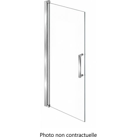 Porte Pivotante H186xL76cm NOVELLINI Young Verre Trempé Naturel Transparent Profilé Argent Brillant - Y2GSP (1/2)