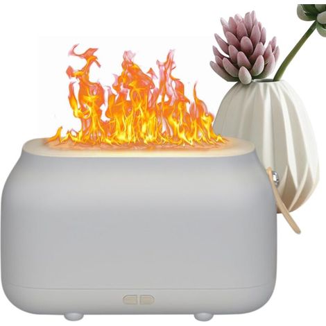 Diffusore Di Aromi Umidificatore Ultrasonico Con Effetto Fiamma Per Camera Da,Umidificatore Da Tavolo E Camera Da - Per Ufficio Studenti Universitari Dormitorio Appartamento Comodino Studio(Bianco) (1/5)