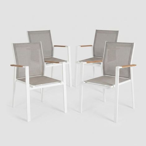 4 sedie da giardino impilabili in alluminio con braccioli Heta YES - Bianco (1/5)