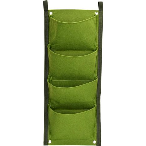 Vertikaler Wandpflanzkasten mit 4 Taschen, aus wasserdichtem und atmungsaktivem Filz, geeignet für Innen- und Außengärten, grün.