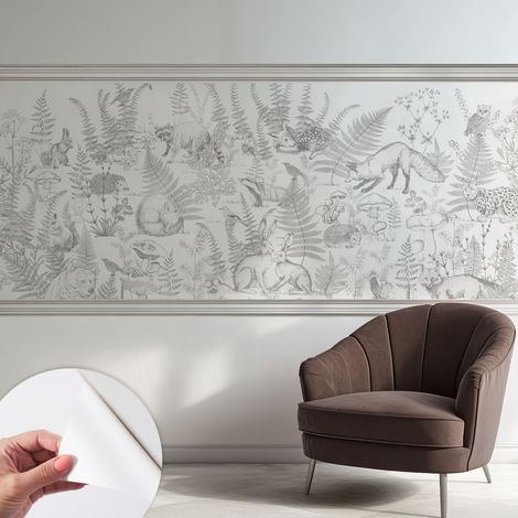 Papier peint autocollant adhésif avec motifs pour salon et chambre accessoire stylé pour votre intérieur Animaux de la forêt 250x104 cm (1/5)