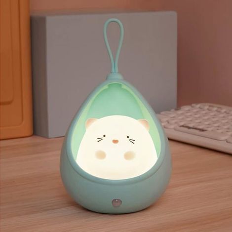 1 Veilleuse Chat,Détecteur de mouvement,Rechargeable USB,ABS souple,Chambre enfant,Camping (1/3)