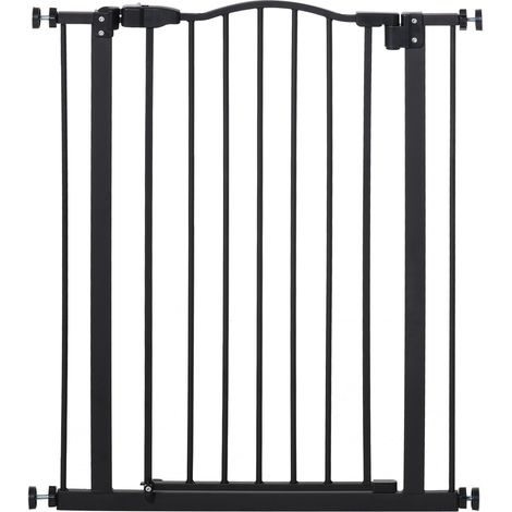 Barrière sécurité chien noir 74-80cm extensible fermeture automatique fixation sans perçage mural