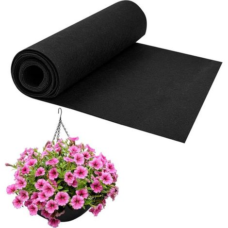 Filzrolle für Blumentöpfe 12 x 80 Zoll Schwarz Leicht zuschneidbar Für Garten, Blumentöpfe, Fensterbänke und Haustierbetten (1/5)