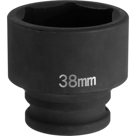 Douille à Choc 6 Points 38mm Douille Métrique 1/2" Entraînement Carré 2" (50mm) Long Douilles Hexagonales pour Écrous d'Axe de Broche en Acier Cr-Mo Phosphaté, Noir (1/5)