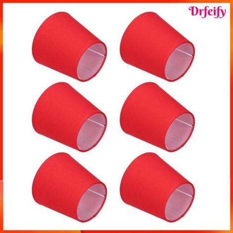 Abat-jour - - E14 - Lot de 6 - Rouge - Tissu & métal - Ø15 x H14 cm (1/5)
