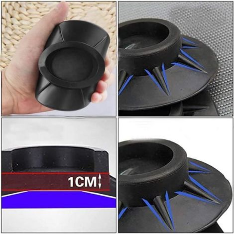 Coussinets de Machine à Laver, 4Pcs Coussinets pour Pieds de Machine à Laver Tapis Anti-Vibration Coussinets Amortisseurs,Noir (1/4)