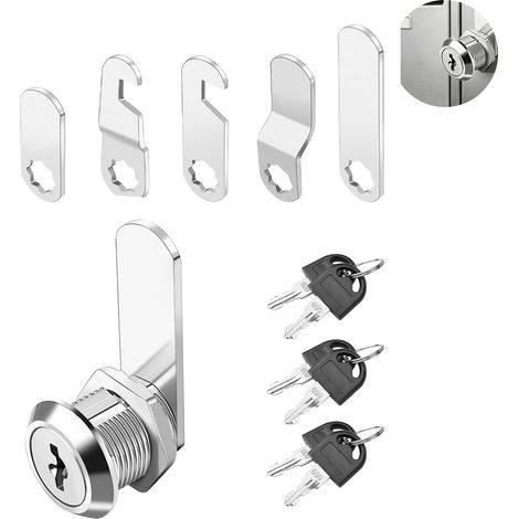 Serrure robuste 16 mm pour boîte aux lettres, armoires et camping-cars - Kit complet avec 6 clés et 5 plaques de verrouillage variées, sécurité renforcée, résistance à la corrosion, usage facile (1/5)