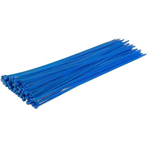 Lange, robuste silberne Kabelbinder, 370 mm x 4,8 mm, Packung mit 100 Stück, aus hochwertigem Nylon, blau. (1/5)
