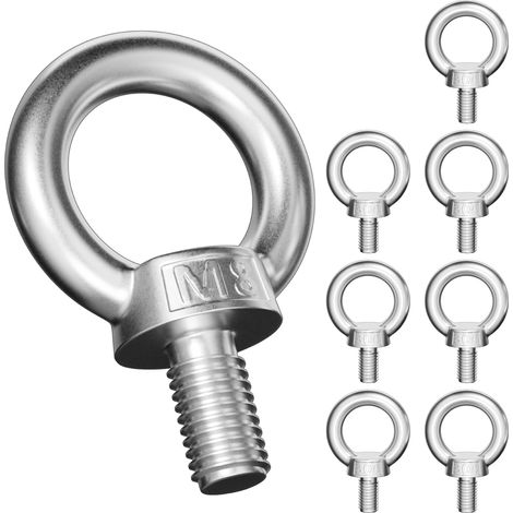 8 Pcs Ecrou M8, Écrou à Anneau, Écrous à œil en acier inoxydable 304, boulons à œil avec filetage femelle pour levage et applications de suspension portuaires et marines (1/5)