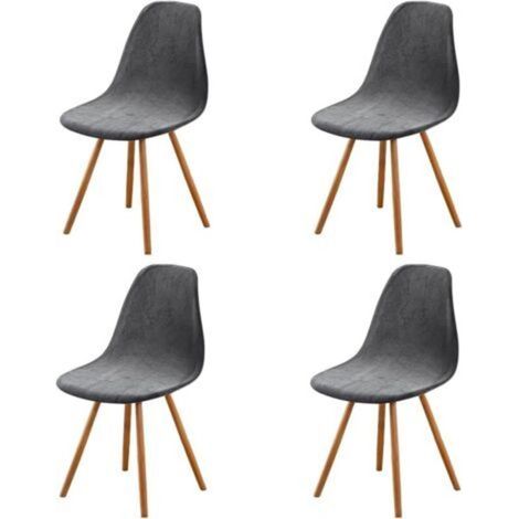 Lot de 4 housses de chaise de salle à manger extensibles grises scandinaves, housses universelles en velours sans accoudoirs pour salon, cuisine, décoration d'intérieur (1/4)