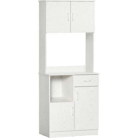 Pour votre intérieur organisation facile buffet armoire de cuisine multi-rangements 4 portes et grand plateau blanc (1/5)