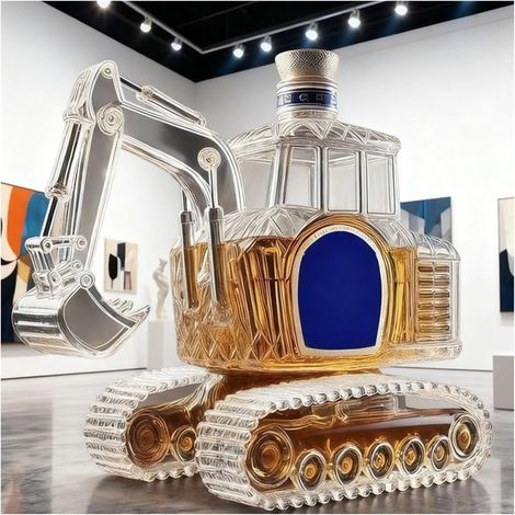 Decanter per whisky 3D, opera d'arte in vetro soffiato a mano, bottiglia per liquori, decorazione da bar (escavatore) (1/5)