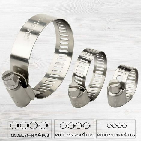 Fascette stringitubo regolabili, assortimento di 3 misure, 12 pezzi (10-16 mm, 16-25 mm, 21-44 mm) (1/4)