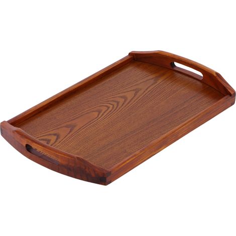 Plateau de style chinois de taille moyenne (45 x 27 x 4,5 cm), de forme carrée simple, avec poignée. Peut servir de plateau à thé, à fruits, de plateau de rangement ou d'assiette. (1/5)