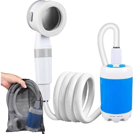 Pompa per doccia portatile, pompa per acqua portatile per doccia esterna con batteria integrata da 5000 mAh, spruzzatore d'acqua impermeabile per usi esterni: campeggio, escursionismo, spiaggia, lavag (1/5)