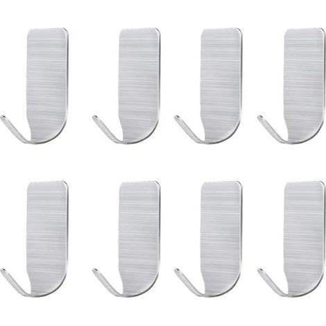 EASYCOMFORT Crochets Muraux Autocollants - Lot de 8 Crochets Porte-Serviettes sans Perforation en Acier Inoxydable - Utilisation dans la Cuisine, la Salle de Bain, la Chambre, le Vestiaire, le Placard (1/5)