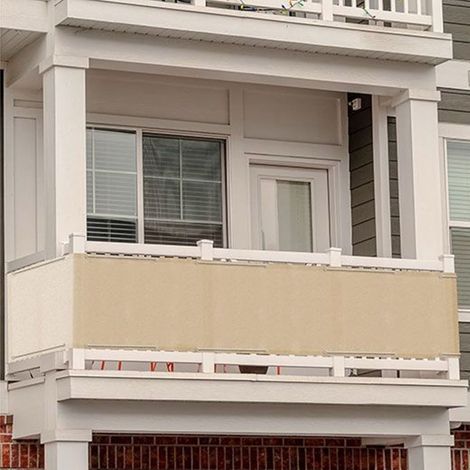 TrAdE Shop Traesio - Telo Copertura Frangivista Frangivento Ringhiera Protezione Vento Balcone 500x85cm Beige - (1/2)