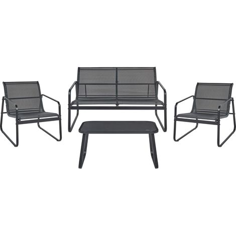 Lounge Set mit Tisch 4-Sitzer BARREA Metall Schwarz