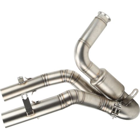 Tuyau intermédiaire en acier inoxydable, tube de liaison double sortie pour moto, pièce de rechange performance, modification échappement, compatible universel, finition polie, robuste et durable. (1/5)