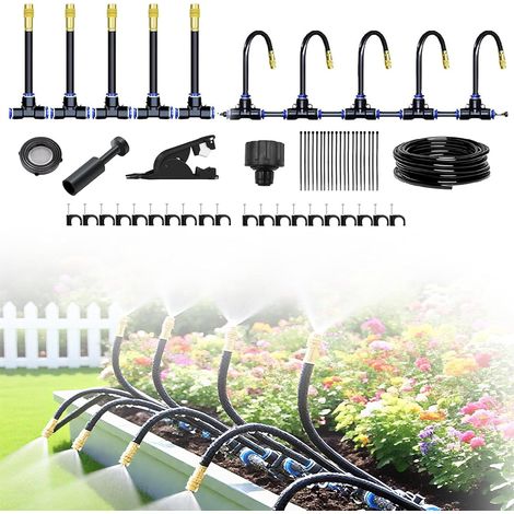 Système d'arrosage automatique 360° Curved Garden, système d'arrosage pour le jardin, kit d'arrosage avec buse réglable, arrosage pour jardin, cour, pelouse, serre (10 m) (1/5)