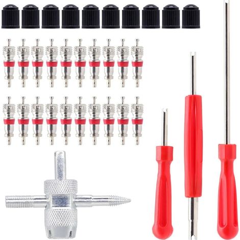 Kit Extracteur de Noyau de Valve en Alliage de Zinc Nickelé pour Réparation de Pneus Voiture et Vélo, Outil Double Tête pour Installation et Démontage Facile Couleur Aléatoire (1/5)