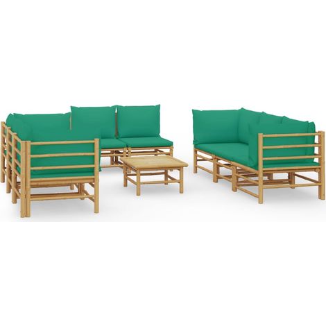 Maison Exclusive - Set Salotto da Giardino 9pz con Cuscini Verdi Bambù