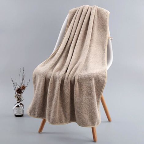 Serviette de bain - Chocolat - 70x140 cm - Velours - Tissu de bambou - Douce et absorbante