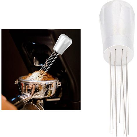 Aiguille de Distribution de Café en Acier Inoxydable, Solide et Pratique, Outil de Remuage et Tassage Sécuritaire pour Maison, Argenté (1/5)