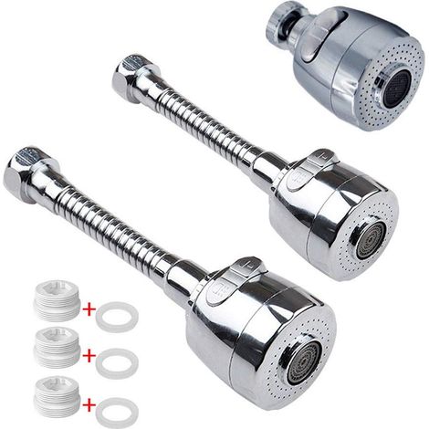 3 Pieces Faucet Nozzle Filter Adapter, 360° Stainless Steel Faucet Sprayer Extension, Water Saving Diffuser Kitchen Accessories, for Kitchen and Bathroom (1/5)