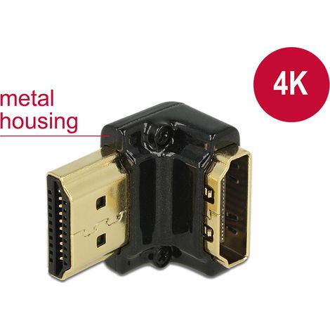 Adapter hdmi-a buchse  hdmi-a stecker 90Â° unten gewinkelt 4k metallgehÃ¤use premium delock