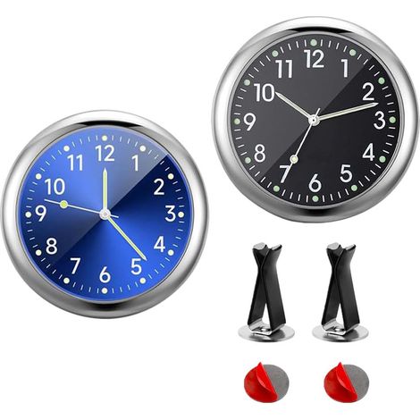 Lot de 2 Horloge, Quartz, Analogique, Clip ventilation, Adhésif, Tableau de bord, Voiture (1/5)