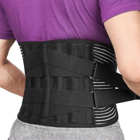 Cintura di supporto lombare - Girovita: 66-75 cm - Cintura di supporto lombare con stecche - Allevia il dolore lombare - Adatta a uomini e donne - Regolabile e traspirante - Taglia S