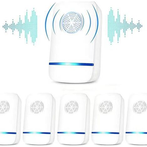 Repellente per zanzare ad ultrasuoni, repellente per zanzare ad ultrasuoni per roditori, insetti, 6 pezzi Repellente per zanzare elettromagnetico ad ultrasuoni per zanzare, topi, formiche, mosche, rag (1/5)