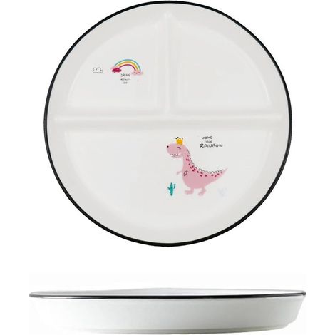 Allecto Plus，Plato llano de cerámica con 3 compartimentos，Apto para microondas y lavavajillas，Ideal para picnics，Para adultos y niños (1/5)