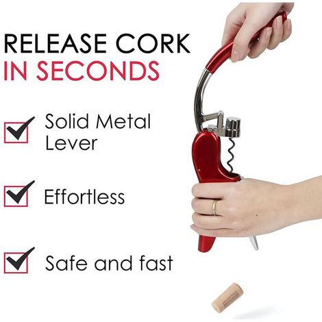 1 set. Colour: Red. Material: Stainless steel. Stainless steel bottle opener, vertical lever bottle opener. (1/5)