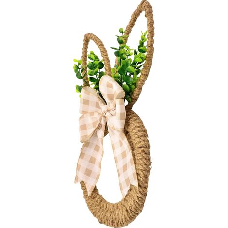 Couronne de Pâques pour l'extérieur Accroche nœud en Forme de Lapin de Couronne de Pâques pour porte pour Maison Extérieur Intérieur Fenêtre Mur Salon Chambre Fêtes Printanières (1/5)