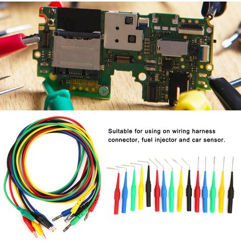 Cordon de test P1920 avec pince et fiche banane, muni d'un kit de sondes. Se connecte à une fiche banane de 4 mm pour les tests électriques. (1/5)